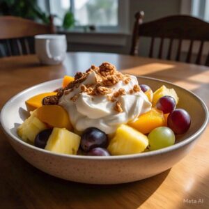 canned fruit and yogurt